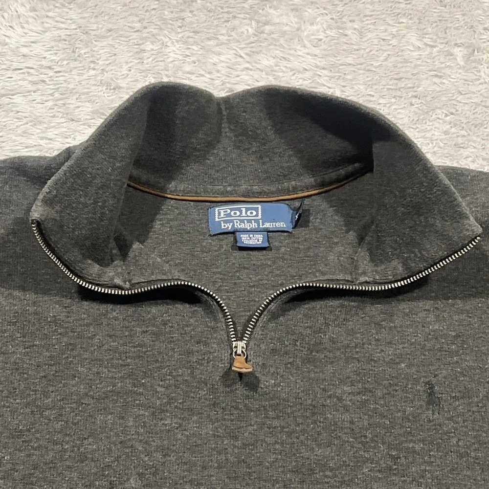 Polo Ralph Lauren 1/4 Zip Pullover Cotton Charcoal Gray Old Money Preppy Men XXL
